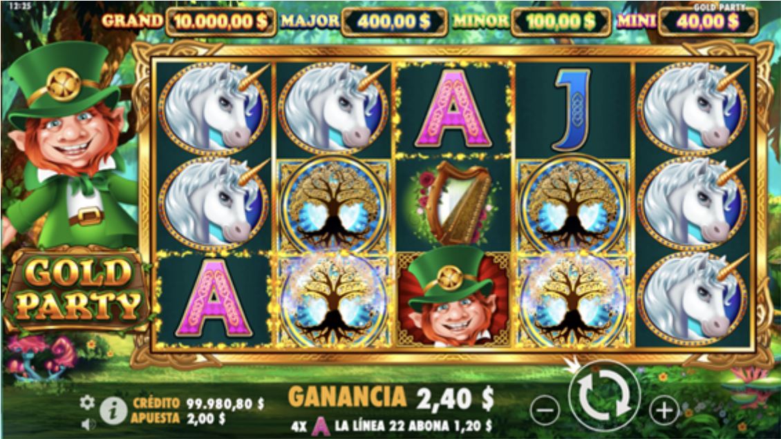 El juego base del slot Gold Party